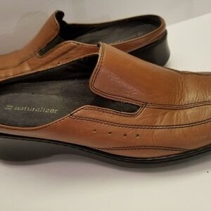 Naturalizer Mules 7W Cognac Slides Shoes Barebacks Brown Clogs Vintage